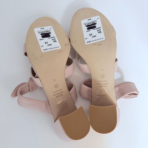 NIB Stuart Weitzman Criss Cross Bow Knot Block Heel Sandals in Dolce Pink Size 9 - Picture 10 of 14